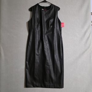 NWT Spanx Womens Leather Like Sleeveless Sheath Dress Luxe Black 20392R Size L